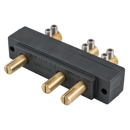 Hubbell Wiring Device-Kellems Pin & Sleeve Receptacle, 100 A, 125V AC, Screw Terminals Wire Connection Type Black HBL100SPMR